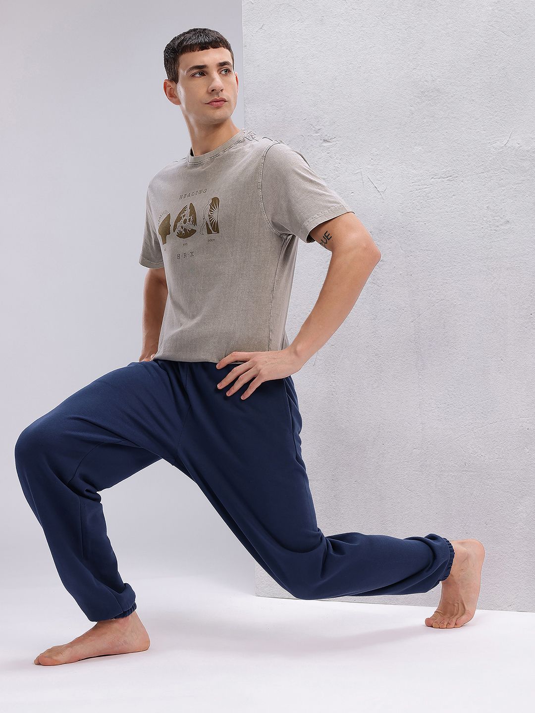 HRX by Hrithik Roshan Washed Pure Cotton Yoga T-shirt