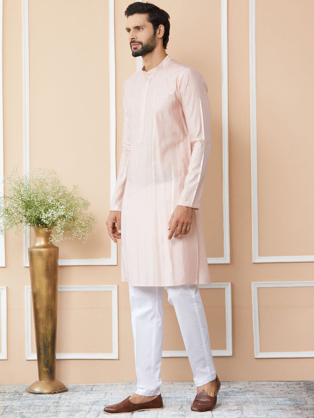 See Designs Floral Embroidered Regular Sequinned Pure Cotton Kurta with Pyjamas