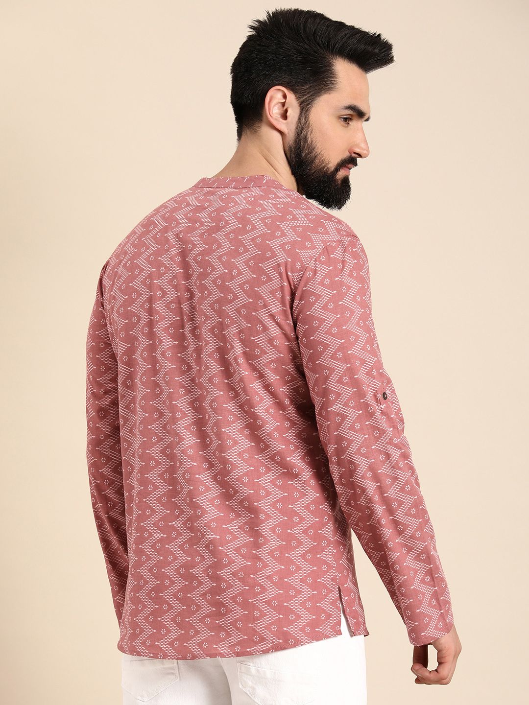 Anouk Men Geometric Printed Cotton Short Kurta