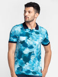 Being Human Abstract Printed Polo Collar Regular-Fit Knitted Casual T-shirt