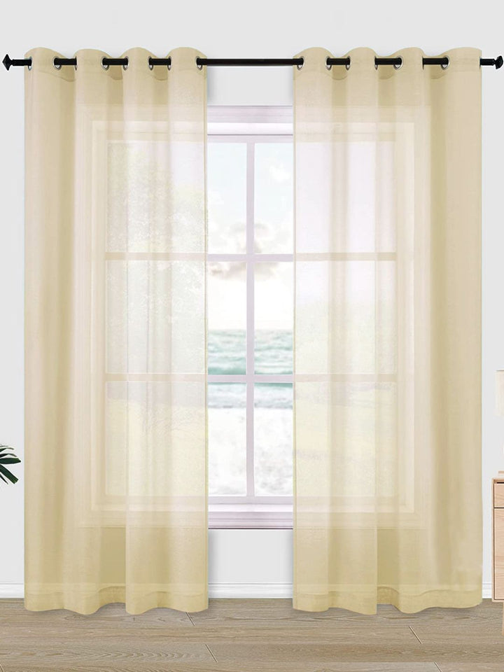 URBAN SPACE Set Of 2 Taupe Solid Sheer Door Curtains
