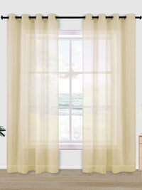 URBAN SPACE Set Of 2 Taupe Solid Sheer Door Curtains