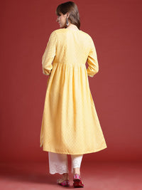 Anouk Geometric Woven Design Thread Work Detail Empire-Style A-Line Kurta