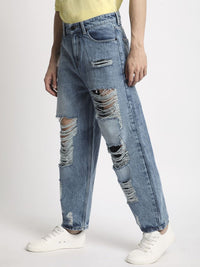 Bene Kleed Men Highly Distressed Heavy Fade Baggy Jeans