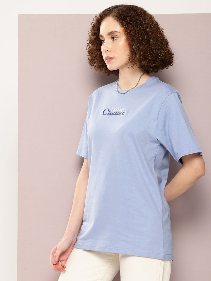 DILLINGER Women Typography Printed Pure Cotton Oversized T-shirt