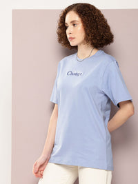 DILLINGER Women Typography Printed Pure Cotton Oversized T-shirt