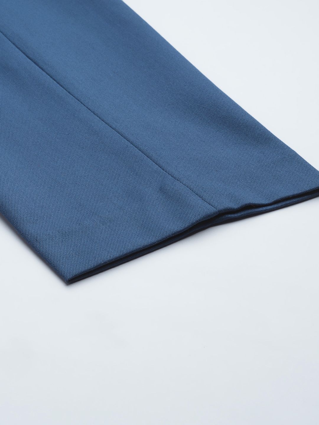 DENNISON Men Blue Solid Smart Auto Fit Waist Formal Trousers