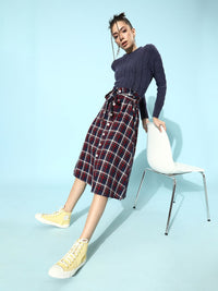 STREET 9 Women Navy Blue Cable Knit Acrylic Pullover