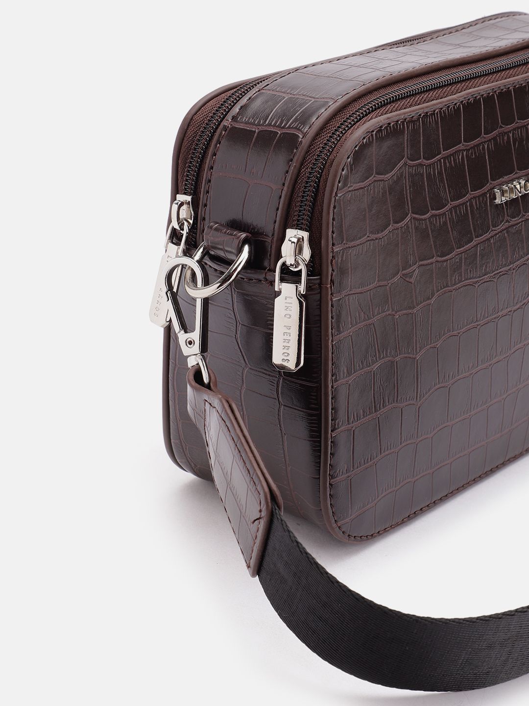 Lino Perros Croc Textured Structured Sling Bag