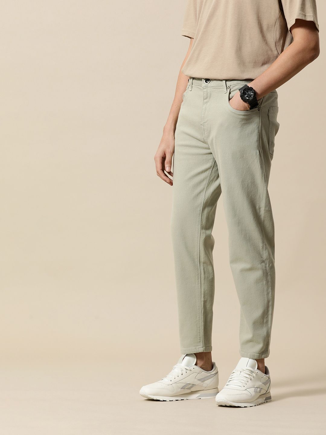 Mr Bowerbird Men Tapered Fit Stretchable Cropped Jeans