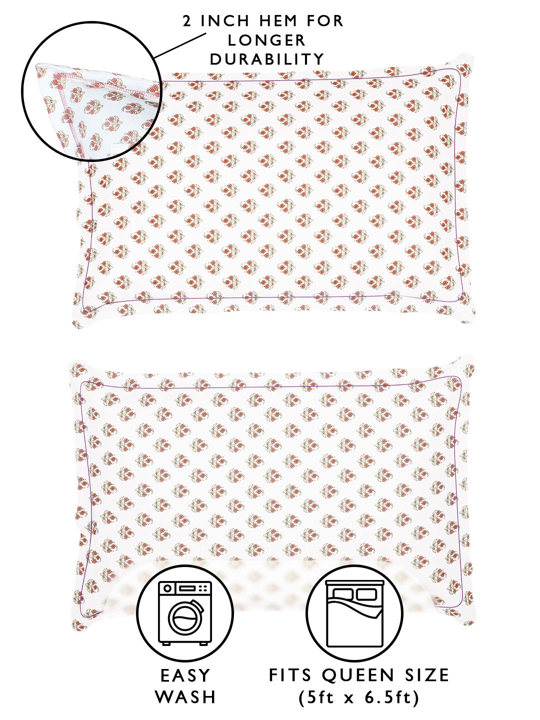 Story@home Cream-Coloured & Pink Floral Microfiber 180 TC Queen Bedsheet & 2 Pillow Covers