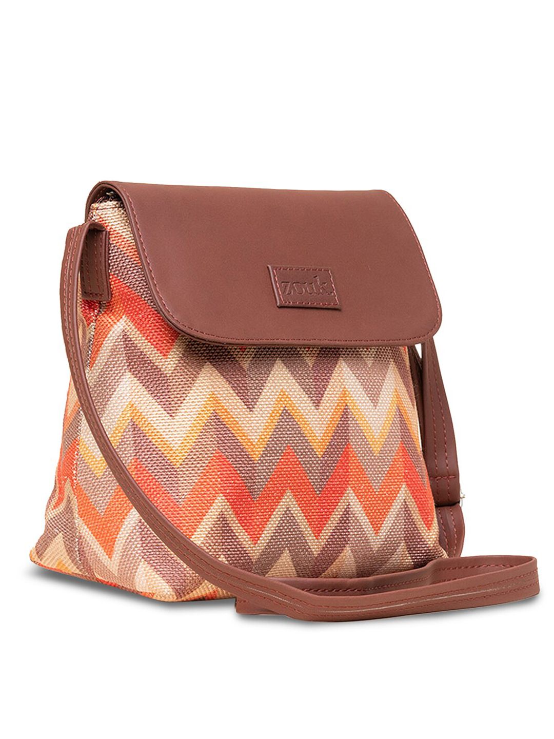ZOUK Geometric Printed Structured Sling Bag