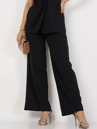 SASSAFRAS Women Black High-Rise Parallel Trousers