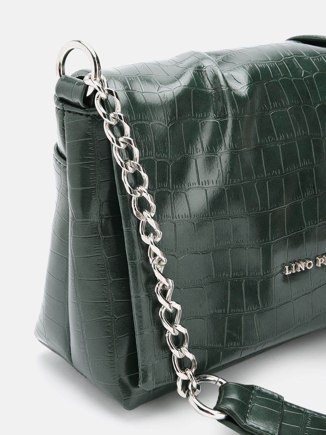 Lino Perros Croc-Textured Structured Shoulder Bag