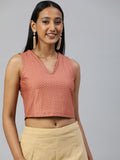 Global Desi Pink Print Crop Top