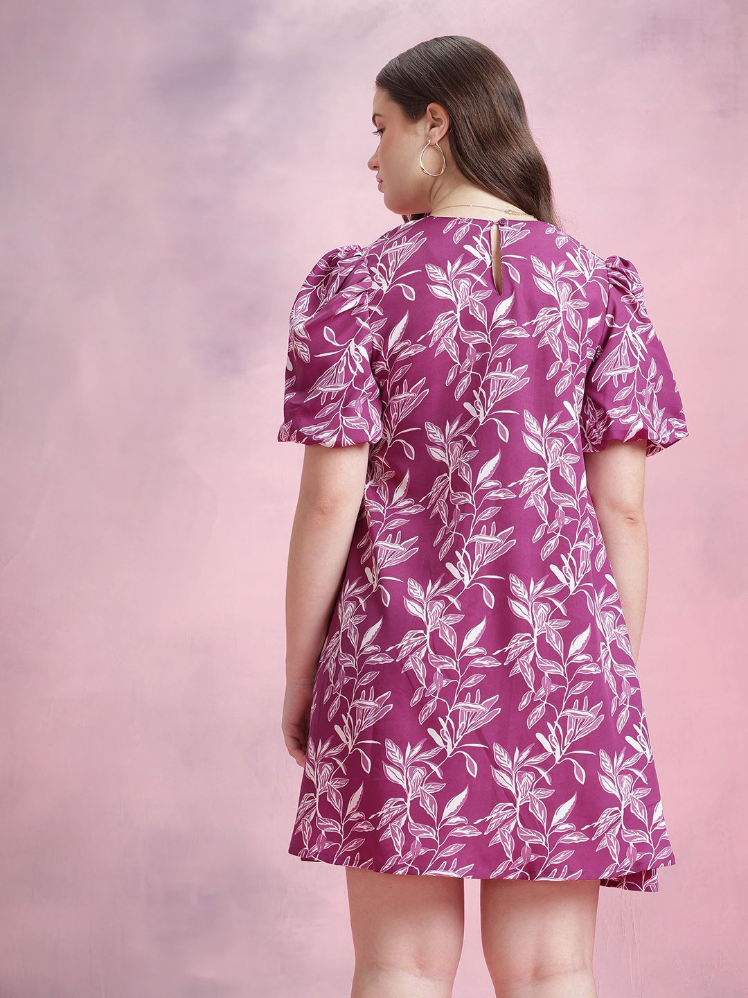 DressBerry Floral Print Puff Sleeve Dress