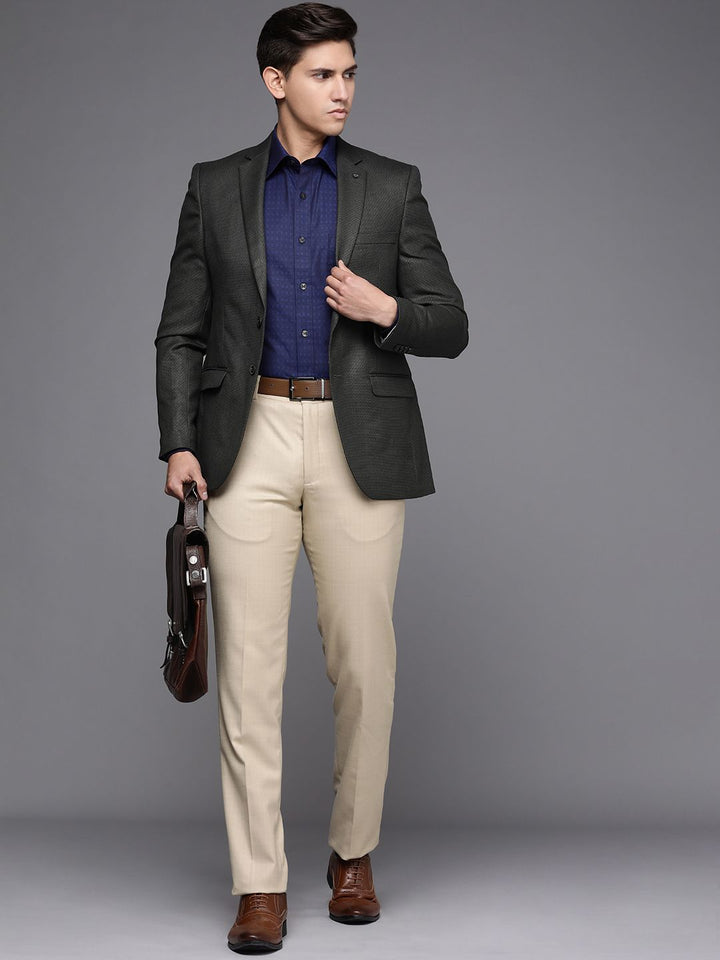 Raymond Men Dark Grey Notched Lapel Collar Slim-Fit Single-Breasted Formal Blazer