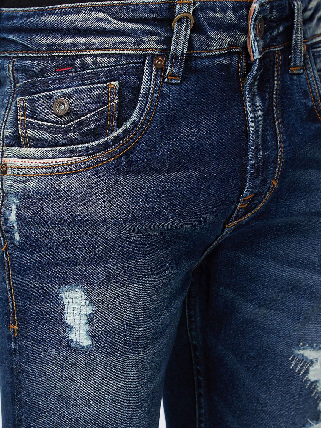 SPYKAR Men Skinny Fit Low-Rise Mildly Distressed Heavy Fade Cotton Jeans