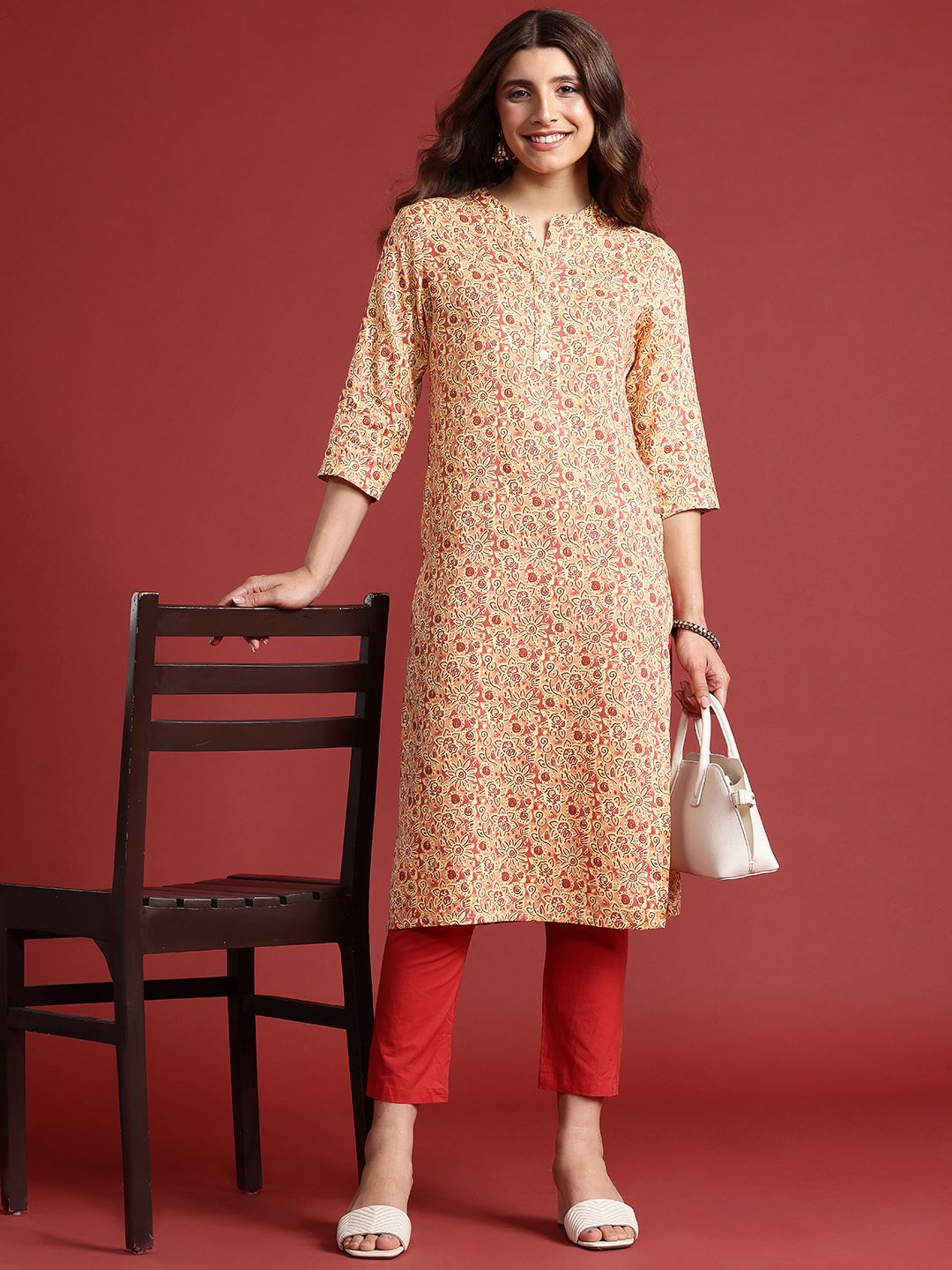 Anouk Floral Printed Straight Kurta