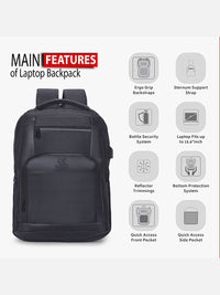 HRX by Hrithik Roshan Unisex Black Backpack with Rain Cover & Reflective Strip