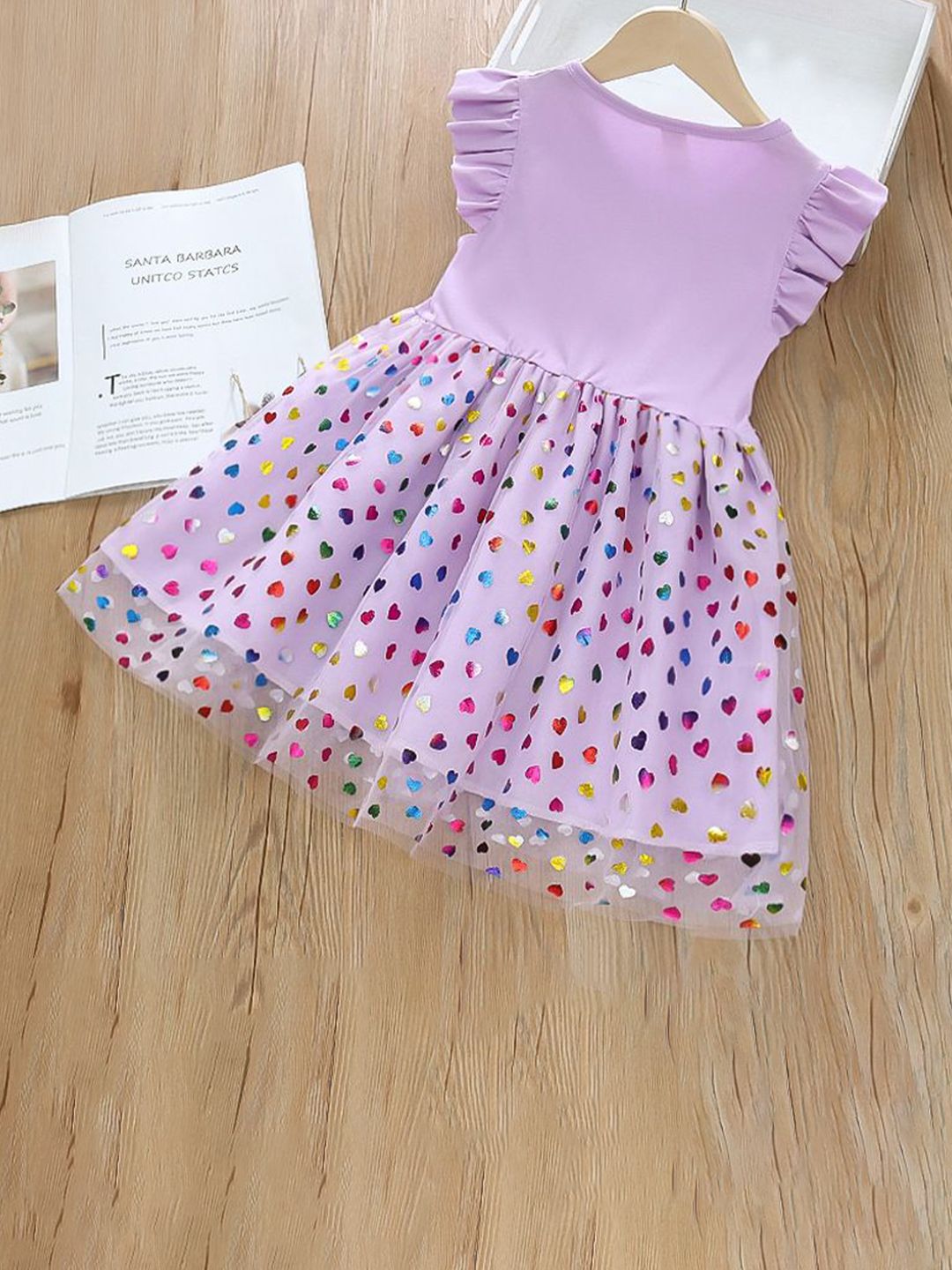 YK Girls Cotton Conversational Printed Fit & Flare Dress