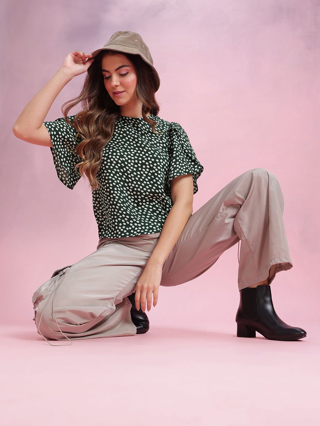 DressBerry Floral Print Puff Sleeve Top