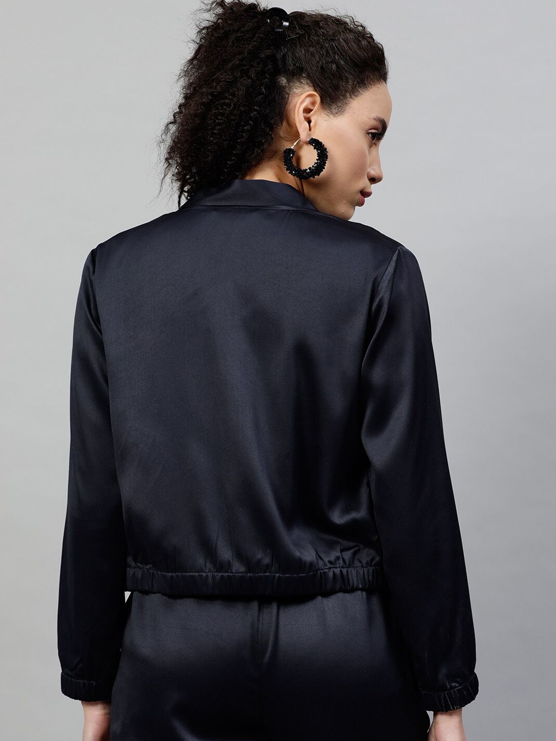 STREET 9 Women Navy Blue Solid Lightweight Sporty Jacket