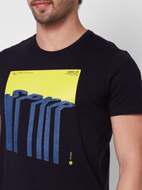 SPYKAR Round Neck Short Sleeves Printed Slim Fit Cotton T-shirt