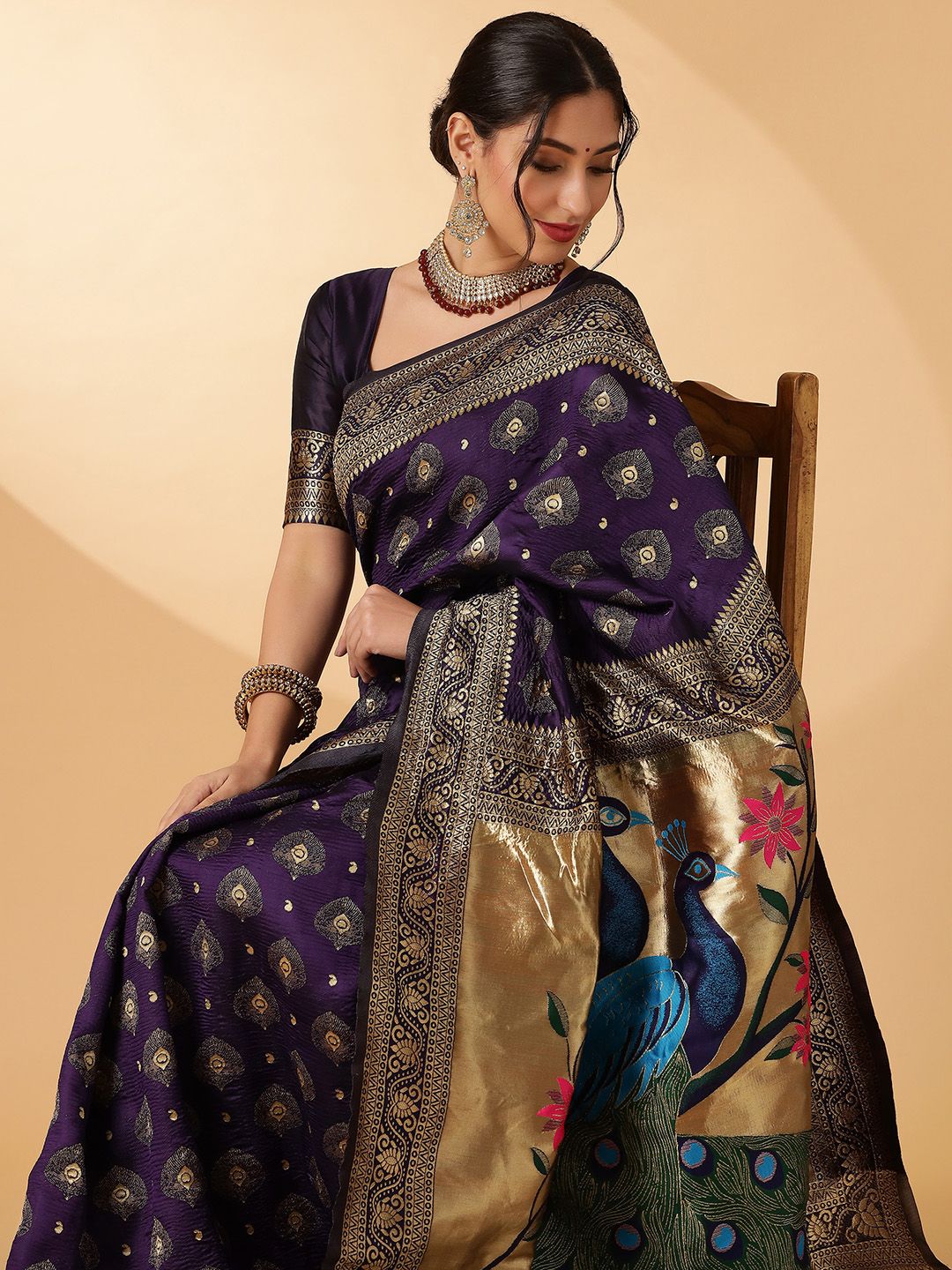 KALINI Ethnic Motifs Zari Paithani Saree