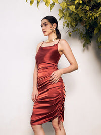 Berrylush Satin Ruched Bodycon Dress