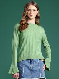 DressBerry Frilled Neck Ribbed Pullover