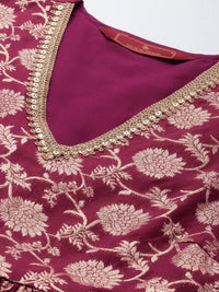 House of Pataudi Floral Embroidered A-Line Midi Jashn Dress