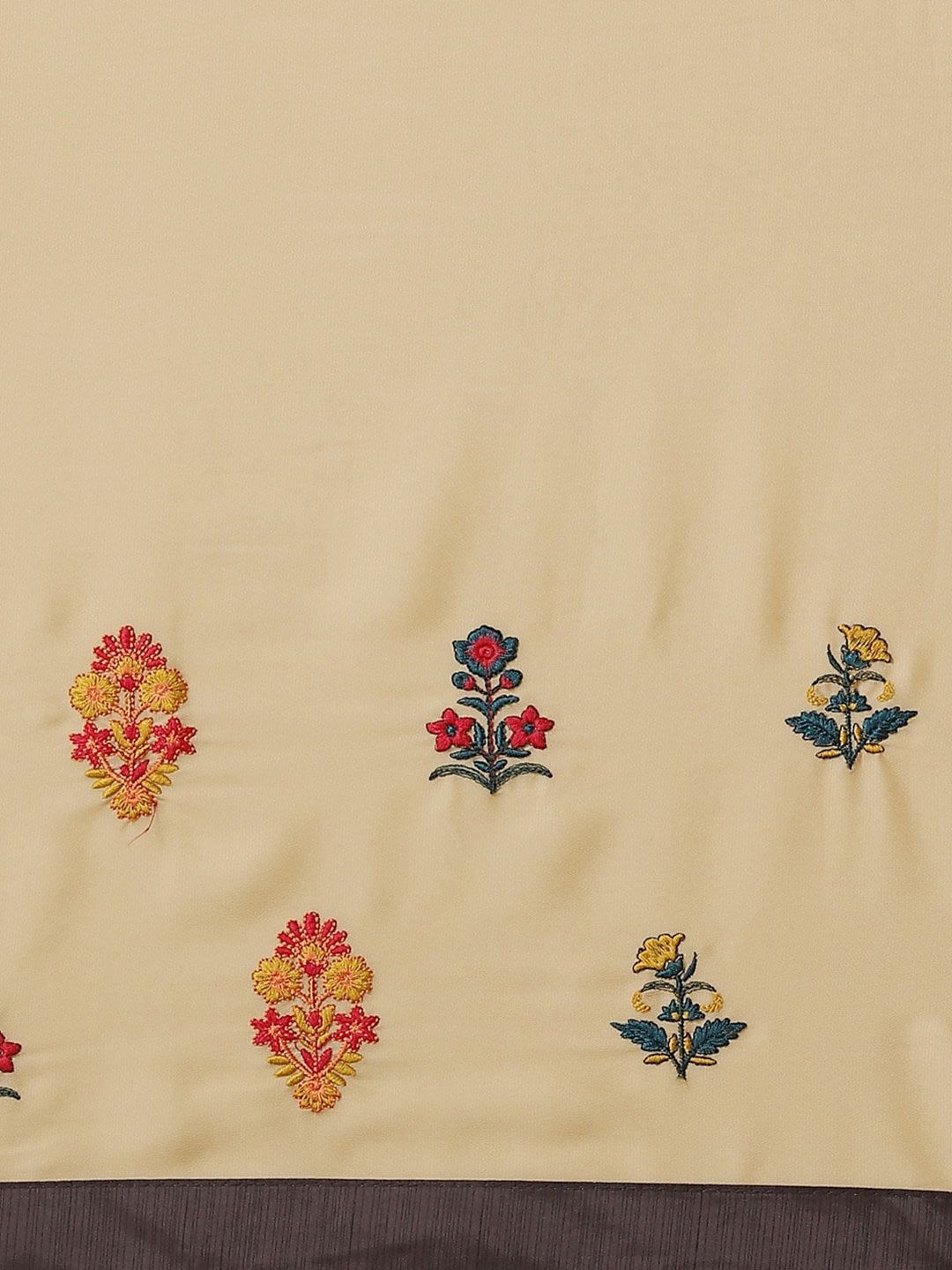 KALINI Floral Embroidered Satin Saree