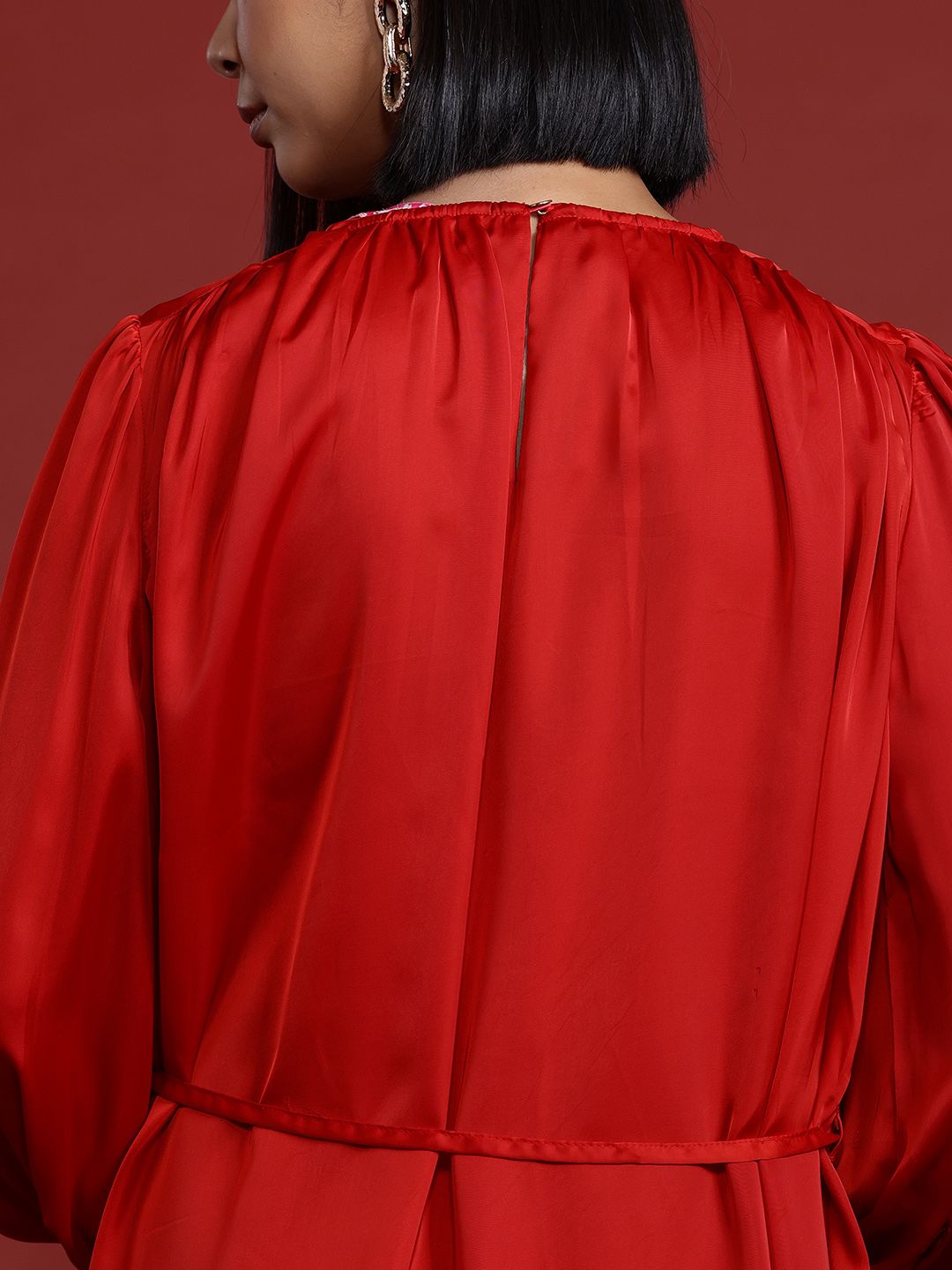 all about you Satin A-Line Dress with Belt