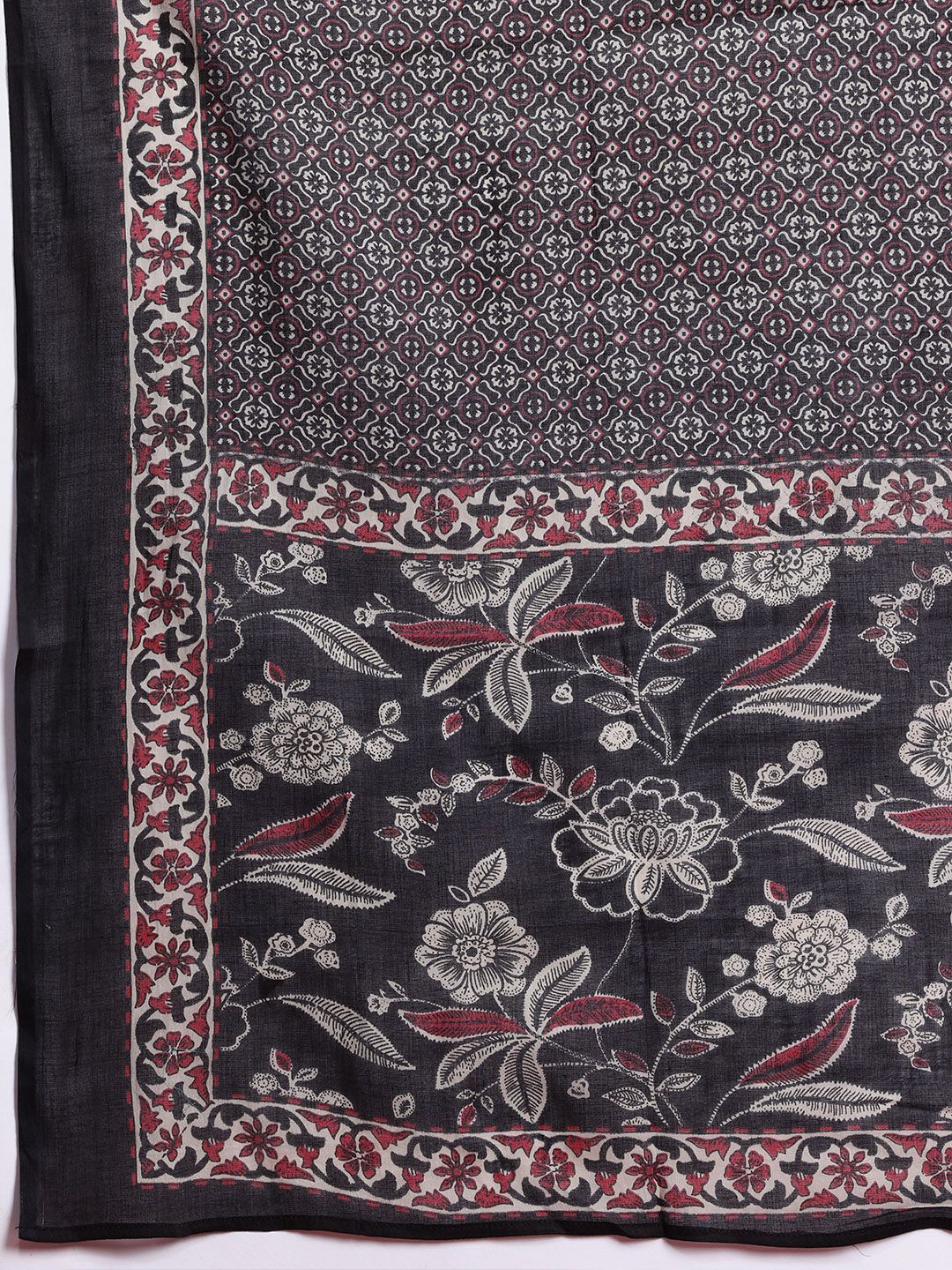 Indo Era Floral Printed Angrakha Gotta Patti Pure Cotton Kurta Set & Dupatta