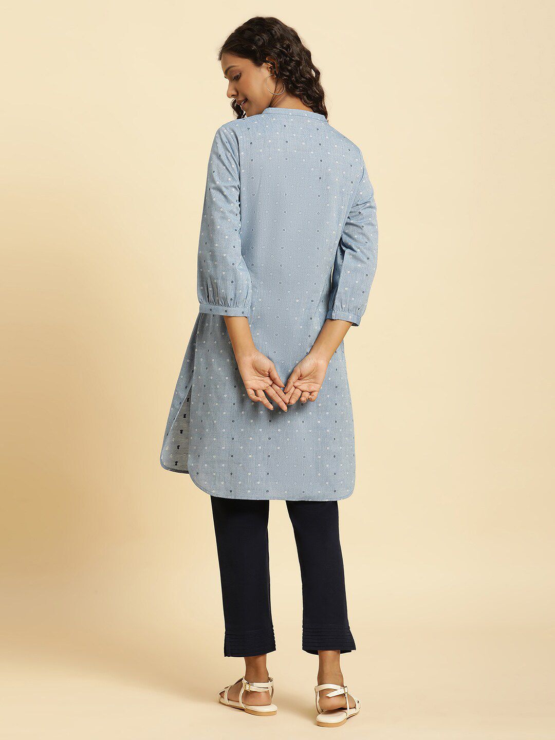 W Bandhani Printed Pure Cotton Straight Kurta