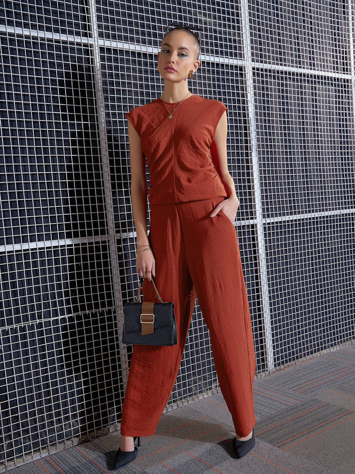 SASSAFRAS  Women Round  neck Sleeveless  Top & Trouser Co-Or