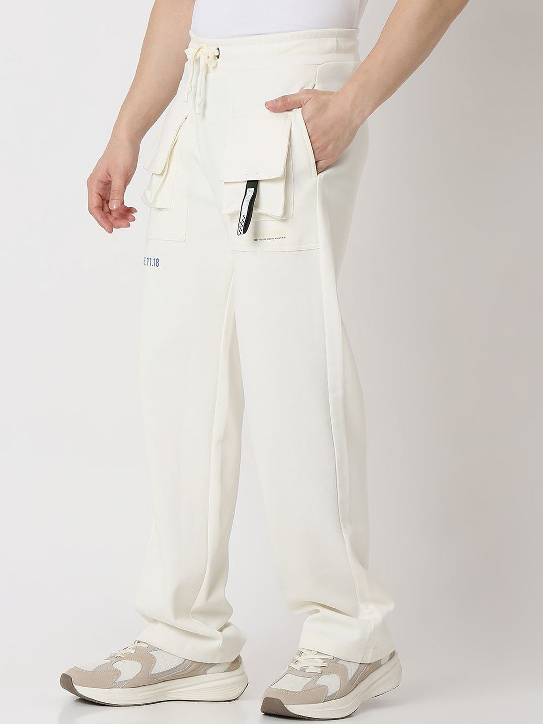 Spykar Men Straight Fit High Rise Track Pant