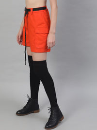 STREET 9 Women Orange Solid Regular Fit Shorts