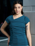 DressBerry Asymmetric Neck Ruched Top