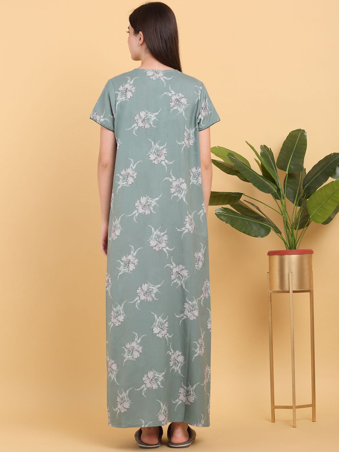 Sweet Dreams Round Neck Printed Maxi Nightdress