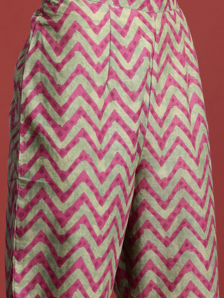 Indo Era Floral Printed Pleated Pure Cotton Kurta with Trousers & With Dupatta