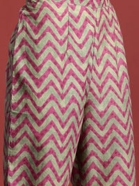 Indo Era Floral Printed Pleated Pure Cotton Kurta with Trousers & With Dupatta