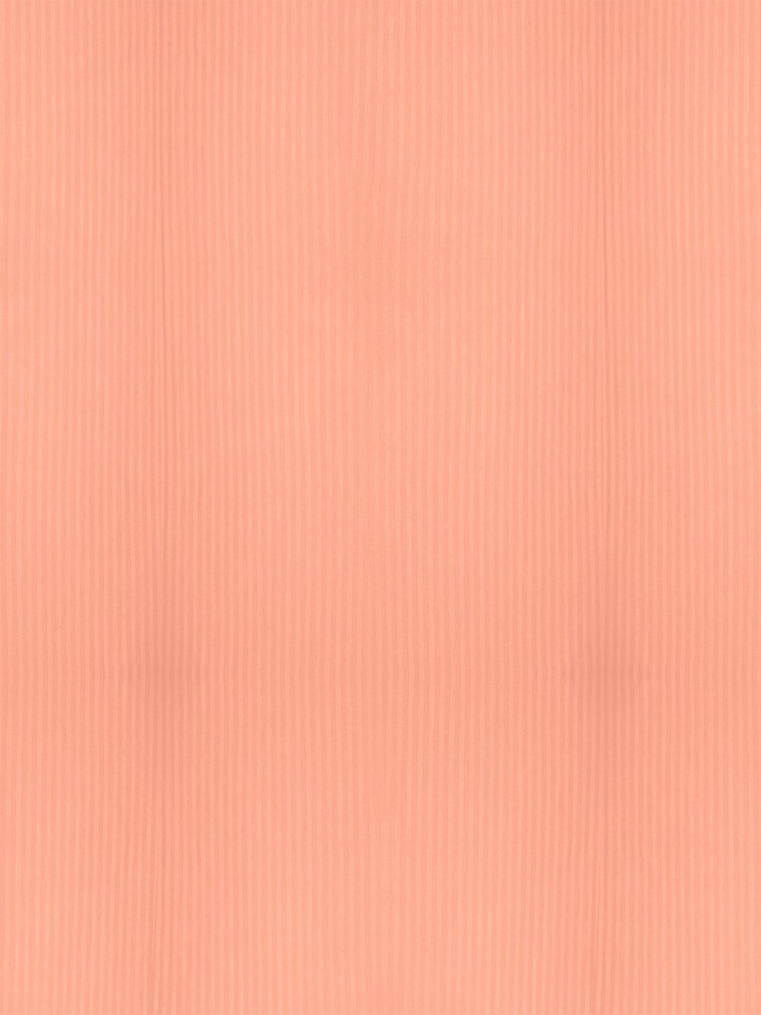 TEAL BY CHUMBAK Peach-Coloured Striped Satin 210 TC Queen Bedsheet With 2 Pillow Covers