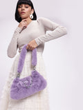 DressBerry Structured Shoulder Bag With Fur