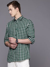 Raymond Pure Cotton Slim Fit Checked Casual Shirt
