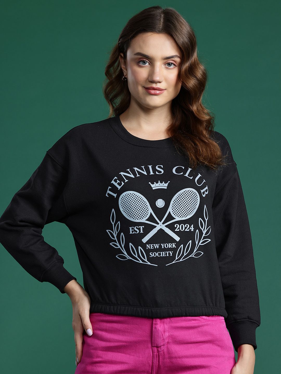 DressBerry Printed Drop-Shoulder Sleeves Sweatshirt