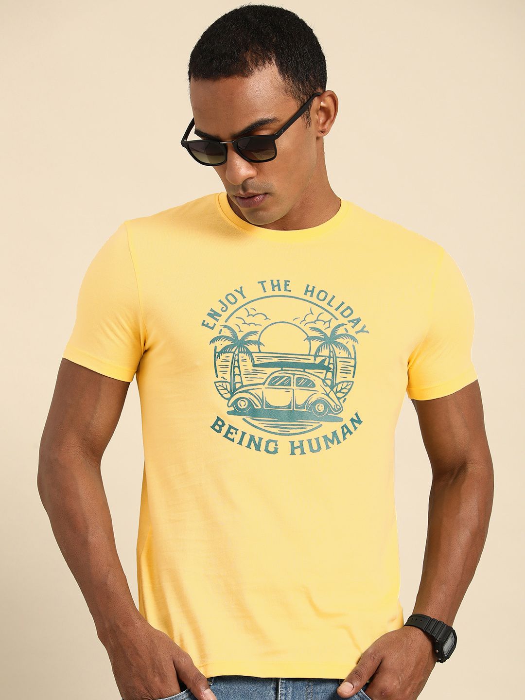 Being Human Round Neck Printed Pure Cotton T-shirt