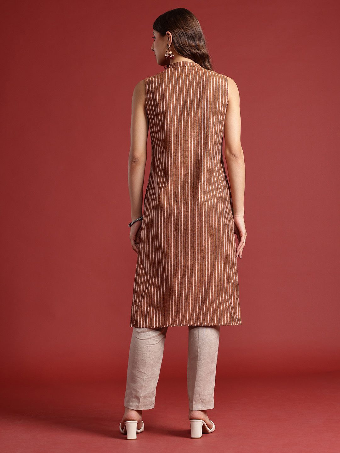 Anouk Striped Sleeveless Kurta