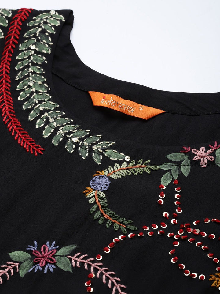 Indo Era Floral Embroidered Thread Work Kurta with Trousers & With Dupatta